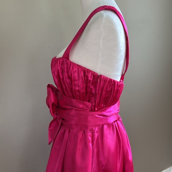 Anthropologie Maeve Pink Bow-Tie Satin Pockets Cocktail Mini Dress Size 12 - Picture 8 of 13